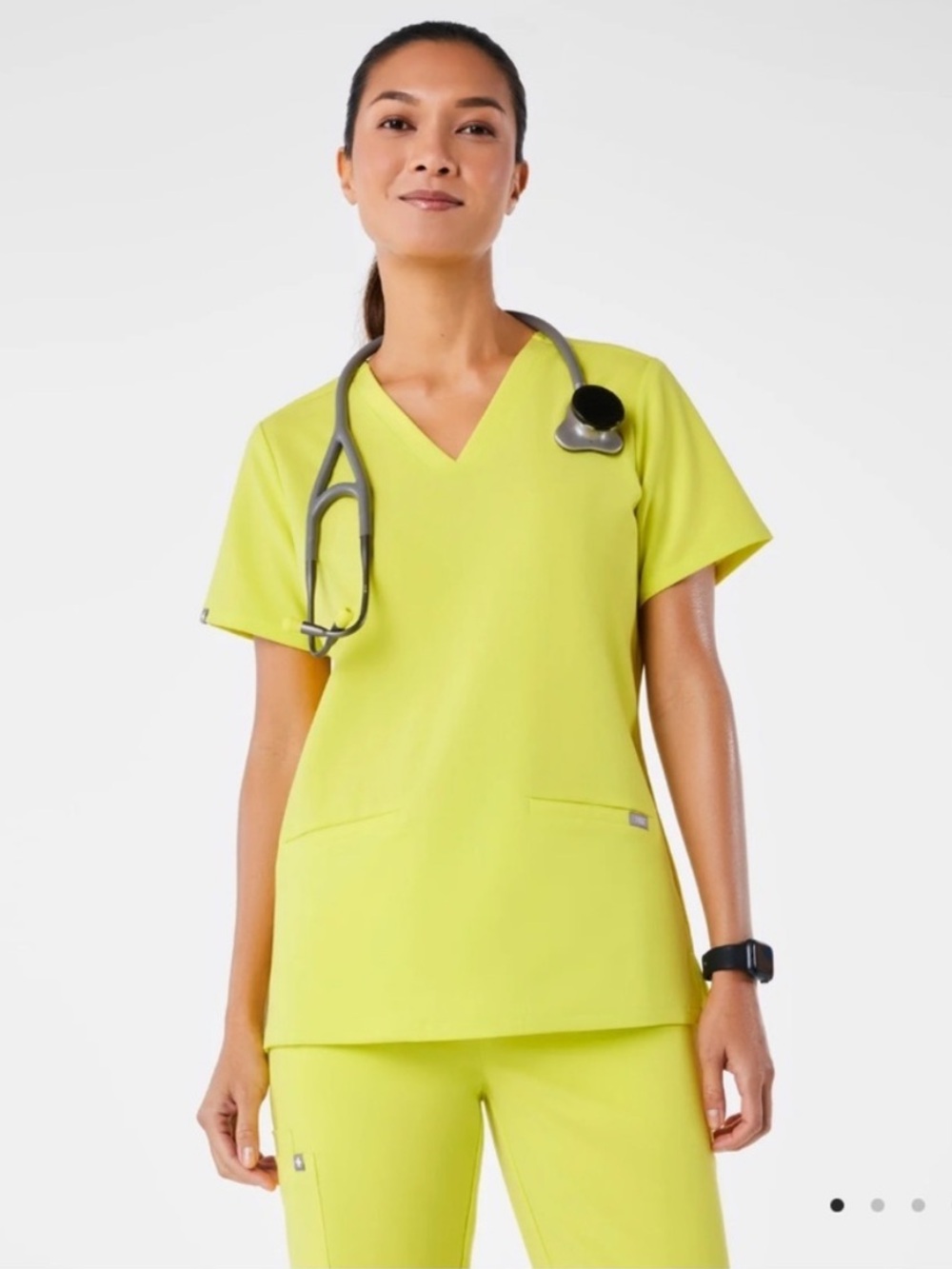 FIGS Casma Three-Pocket Scrub Top Lime V-Neck Size US 3X